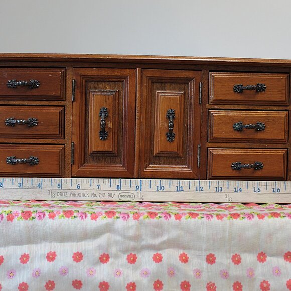 Vintage Wood Jewelry Box: 1970s Vanity Storage with Drawers - Picture 14 of 16